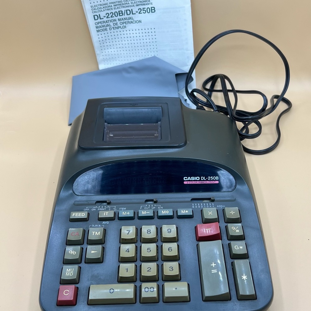 VINTAGE Casio DL-250B Desktop 2 Color Ribbon Print Calculator
